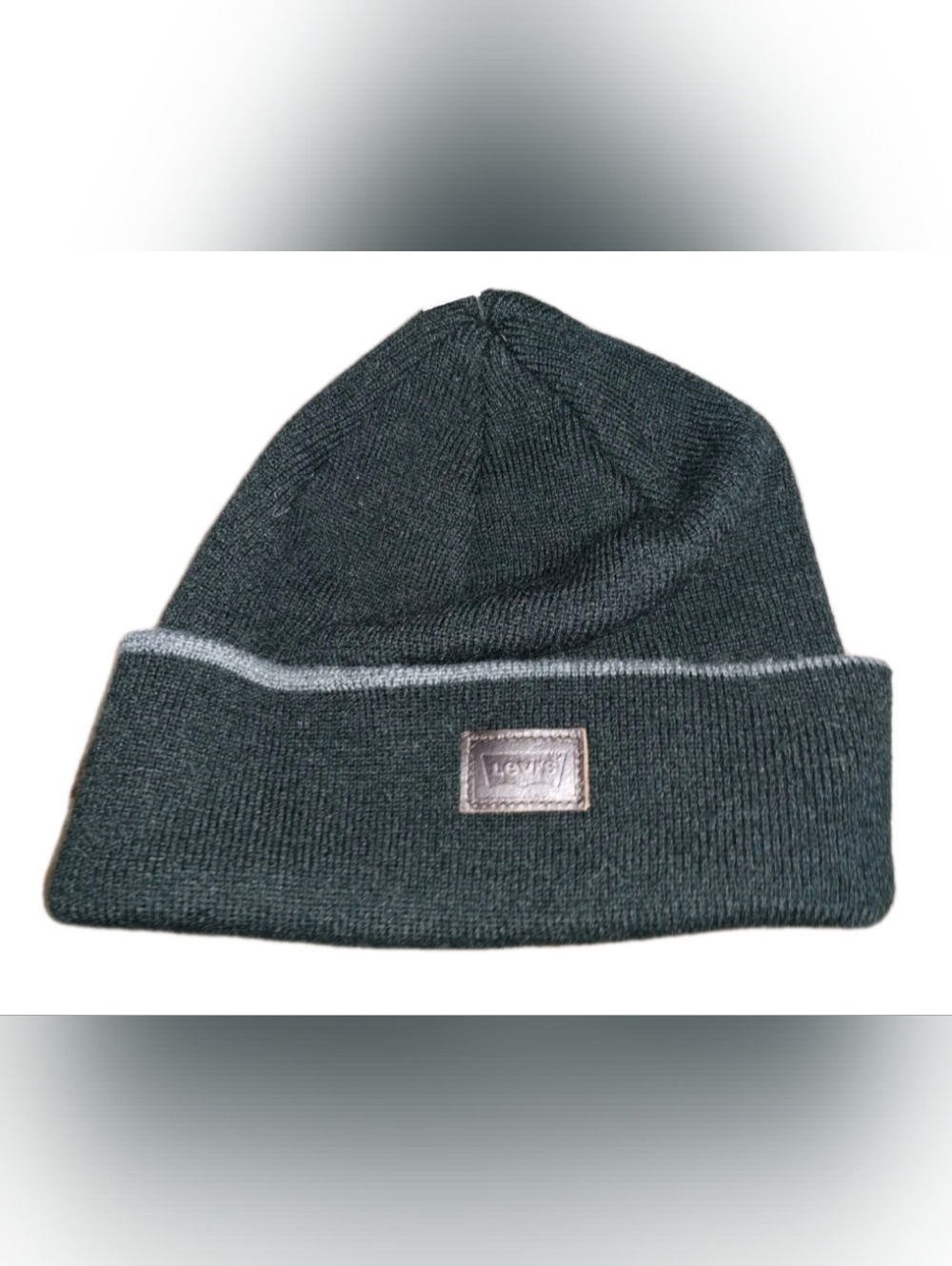 Levi's Black Cuffed Beanie with Light Grey Trim